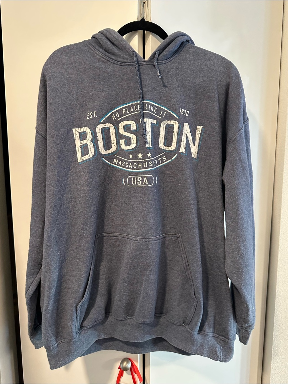 Boston Graphic Hoodie Sweatshirt - Navy Blue XL